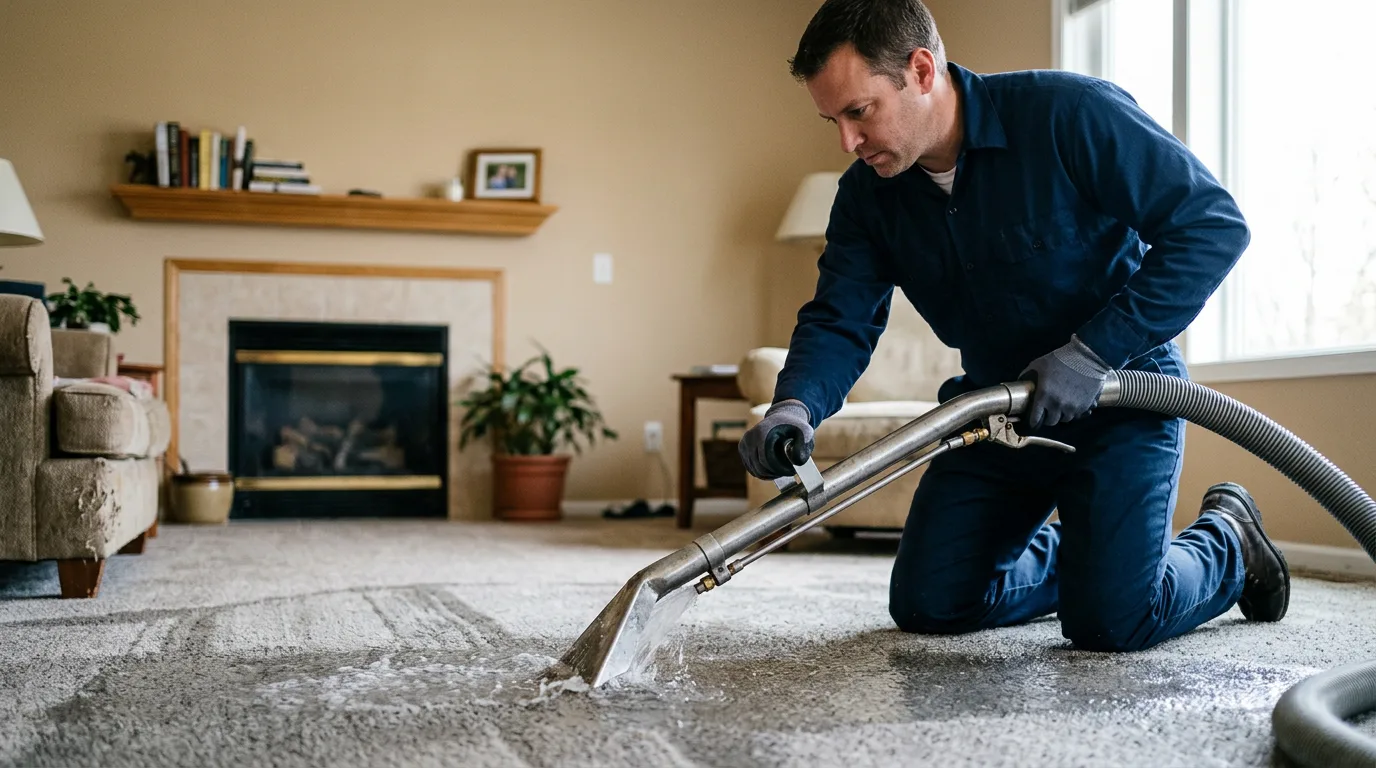 Water damage restoration technician working near Delano, MN